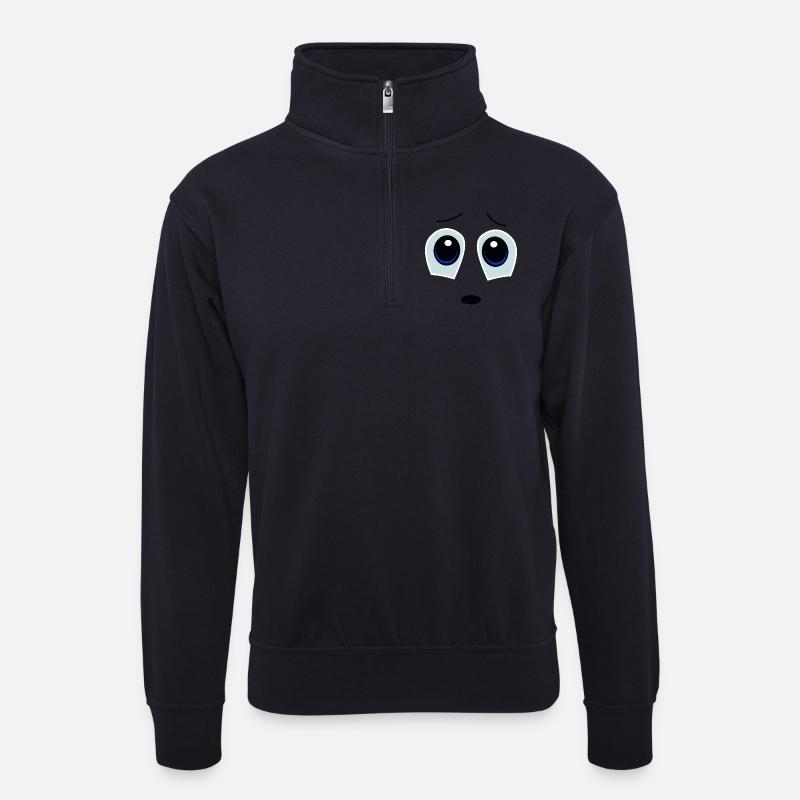 comic-face2 - Unisex Pullover mit Zip-Kragen - Dunkelnavy