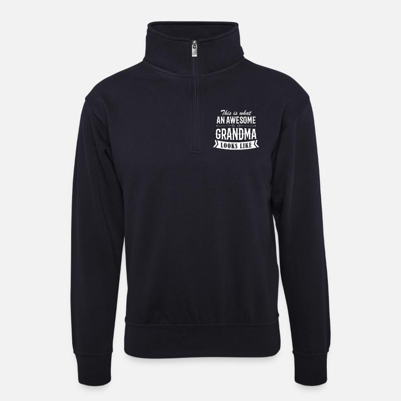 Oma Geschenk - Unisex Pullover mit Zip-Kragen - Dunkelnavy