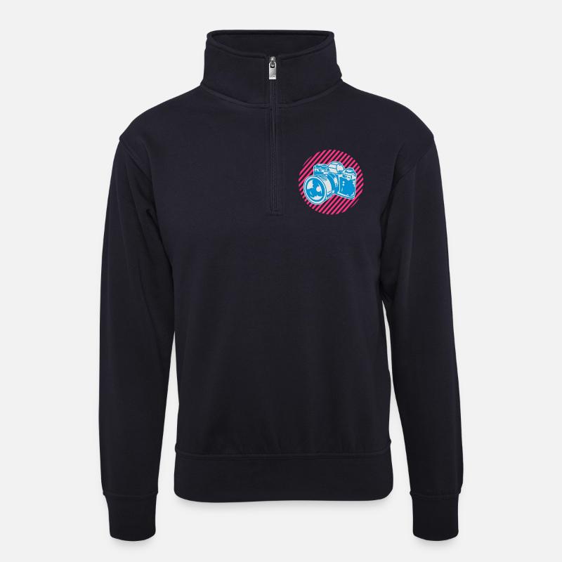camera2 - Unisex Pullover mit Zip-Kragen - Dunkelnavy