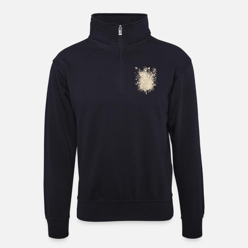 Vector background eu - Unisex sweater with zip collar - dark navy