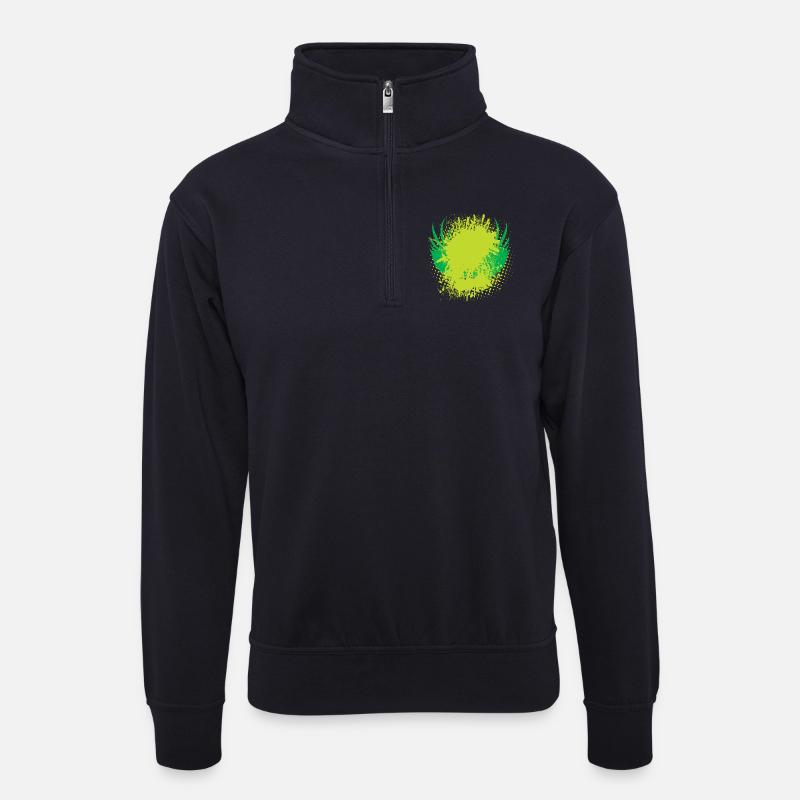 Vector background eu - Unisex sweater with zip collar - dark navy