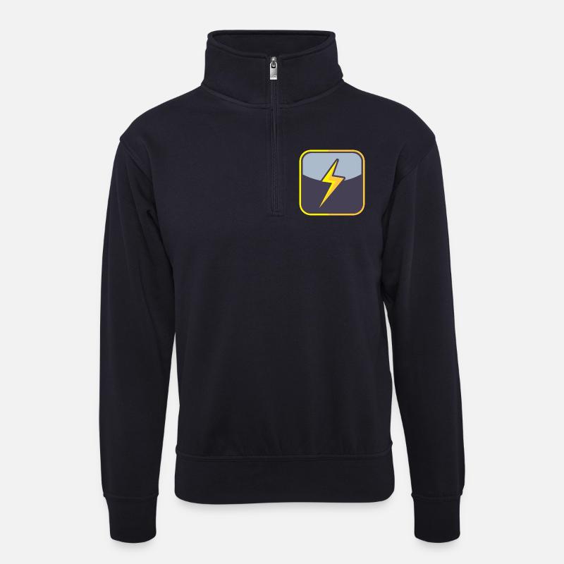 Blitz/Elektrizität - Symbol - Unisex Pullover mit Zip-Kragen - Dunkelnavy