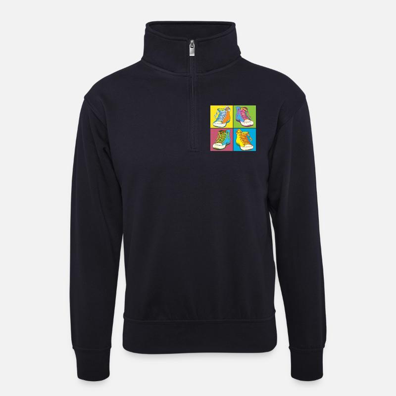 Andy Warhol Pop-Art Schuhe - Unisex Pullover mit Zip-Kragen - Dunkelnavy