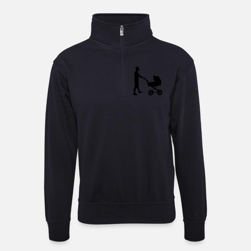 WALKING DAD - Unisex Pullover mit Zip-Kragen - Dunkelnavy