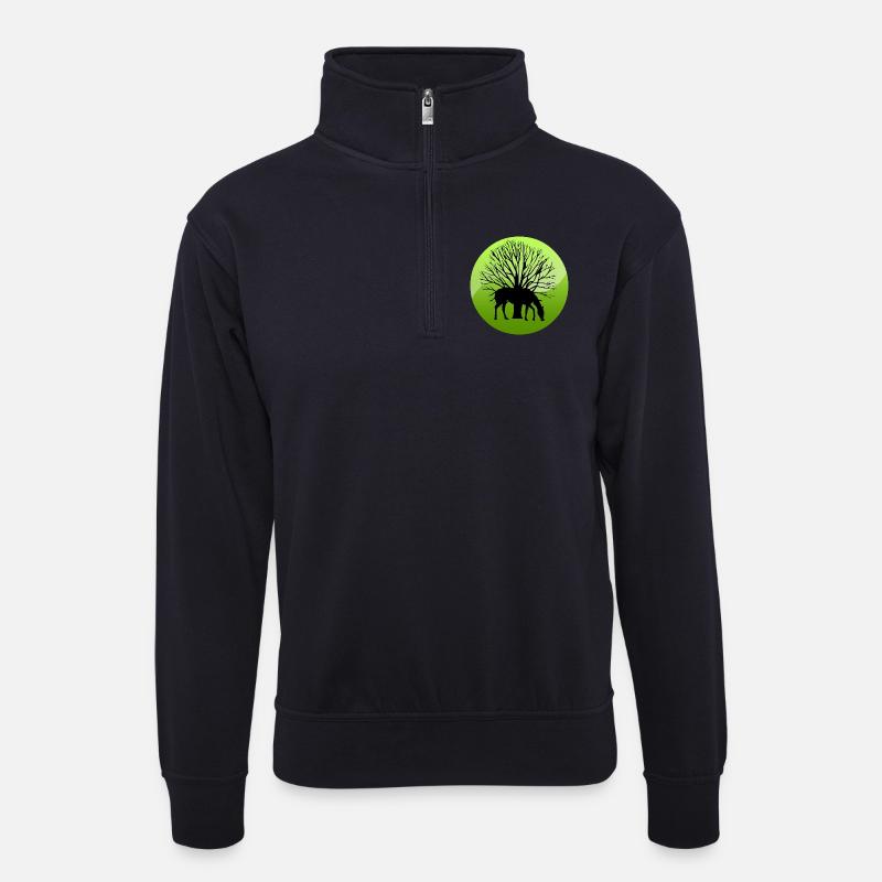Pferd - Unisex Pullover mit Zip-Kragen - Dunkelnavy