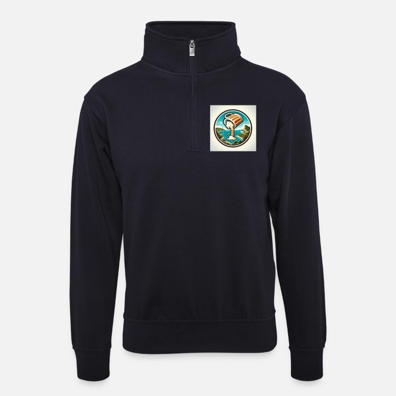 Mallorca & Bier! - Unisex Pullover mit Zip-Kragen - Dunkelnavy