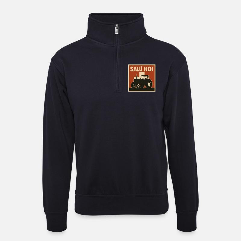 Salü Hoi Schweiz Traktor - Unisex Pullover mit Zip-Kragen - Dunkelnavy