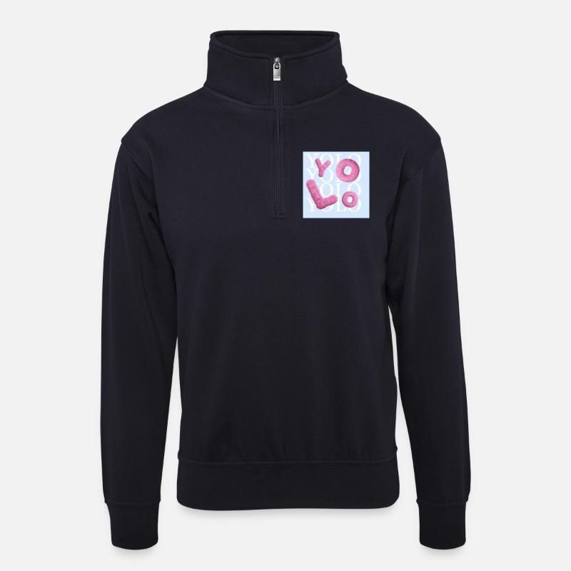Yolo - Unisex Pullover mit Zip-Kragen - Dunkelnavy
