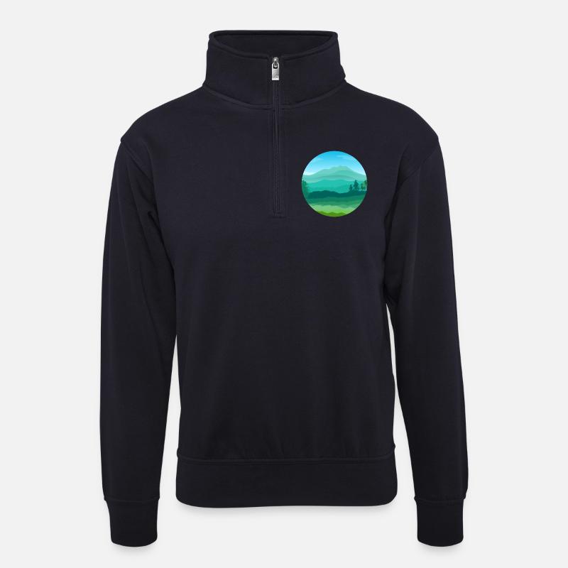 Naturlandschaft - Unisex Pullover mit Zip-Kragen - Dunkelnavy