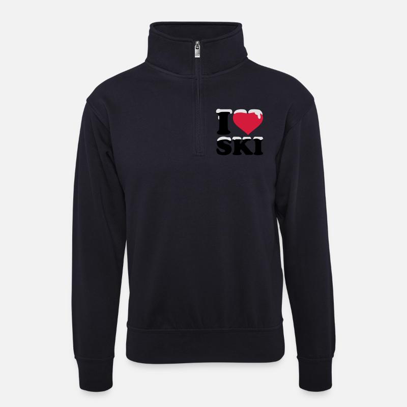Ski - Unisex Pullover mit Zip-Kragen - Dunkelnavy