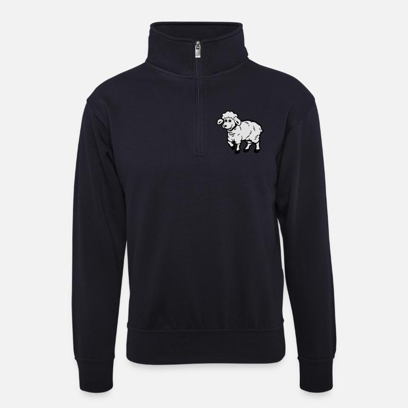 SCHAF süss - Unisex Pullover mit Zip-Kragen - Dunkelnavy