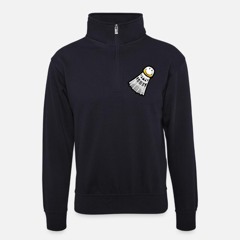Smiley Badminton - Unisex Pullover mit Zip-Kragen - Dunkelnavy