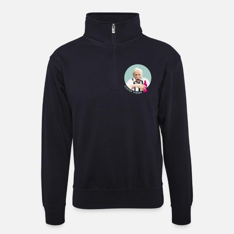 Echter Wiener - Unisex Pullover mit Zip-Kragen - Dunkelnavy