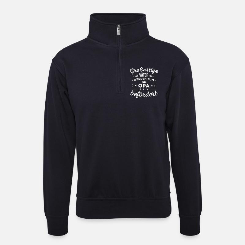 Opa - Großartige Väter - Unisex Pullover mit Zip-Kragen - Dunkelnavy