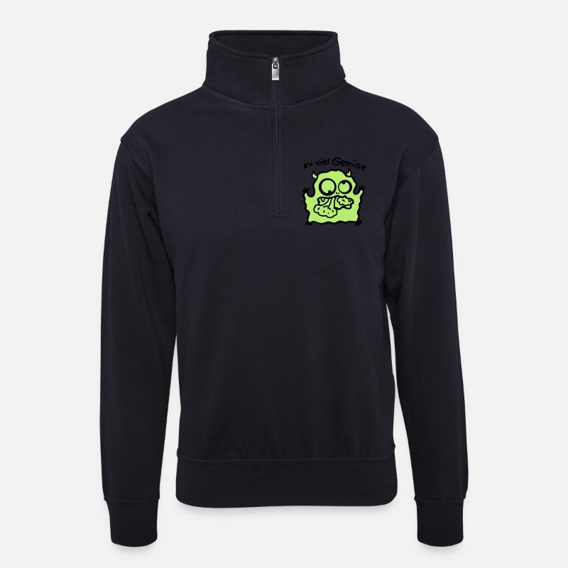 zu viel Gemüse - Unisex Pullover mit Zip-Kragen - Dunkelnavy