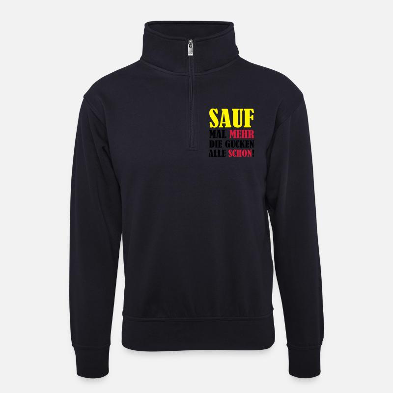 sauf_mal_mehr_02 - Unisex Pullover mit Zip-Kragen - Dunkelnavy