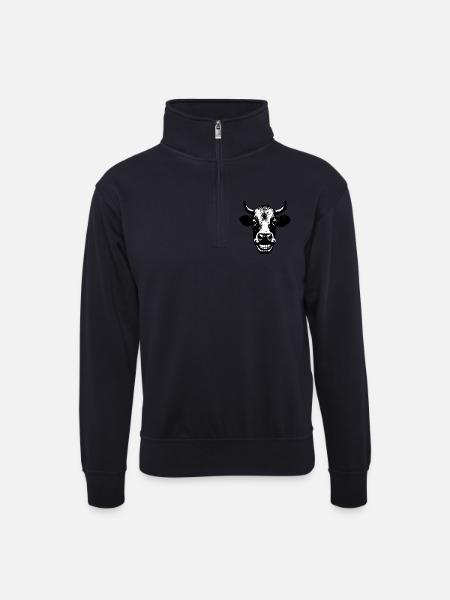 Grinning Cow - Unisex sweater with zip collar - dark navy