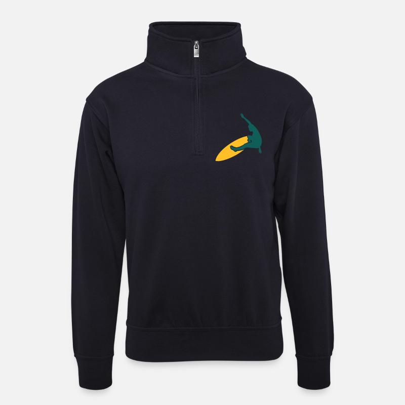 surfer - Unisex Pullover mit Zip-Kragen - Dunkelnavy