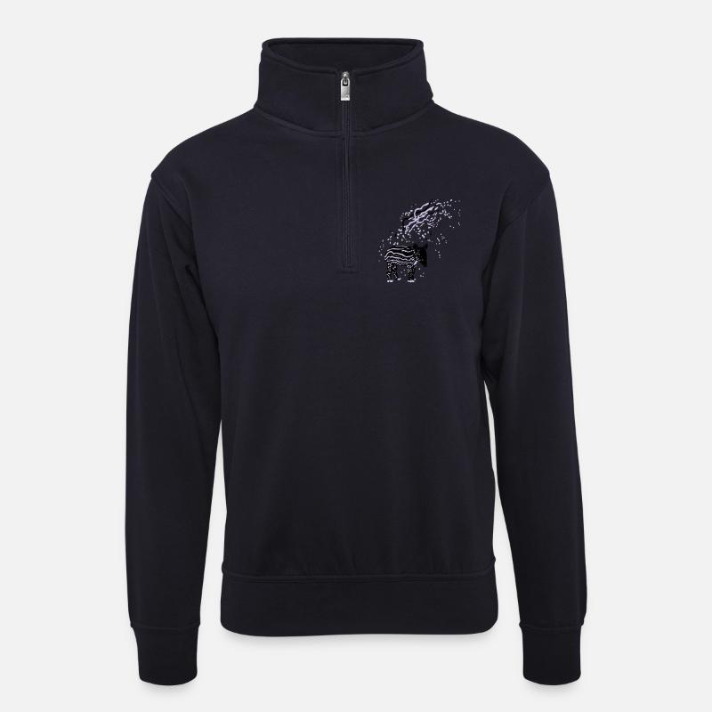 PLUX Tapir - Unisex Pullover mit Zip-Kragen - Dunkelnavy