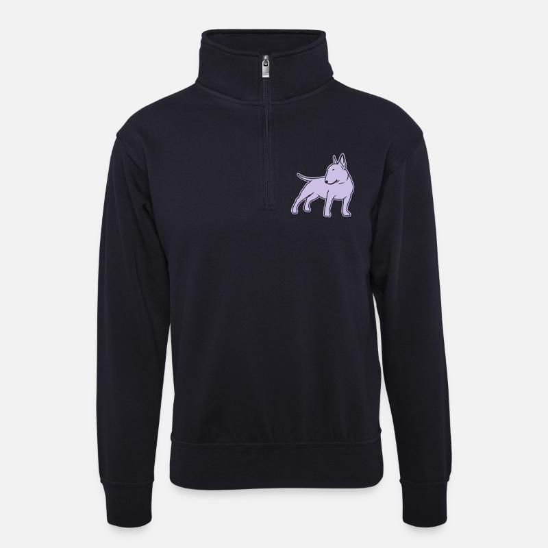 Bullterrier cn_single_1c_4dark - Unisex Pullover mit Zip-Kragen - Dunkelnavy