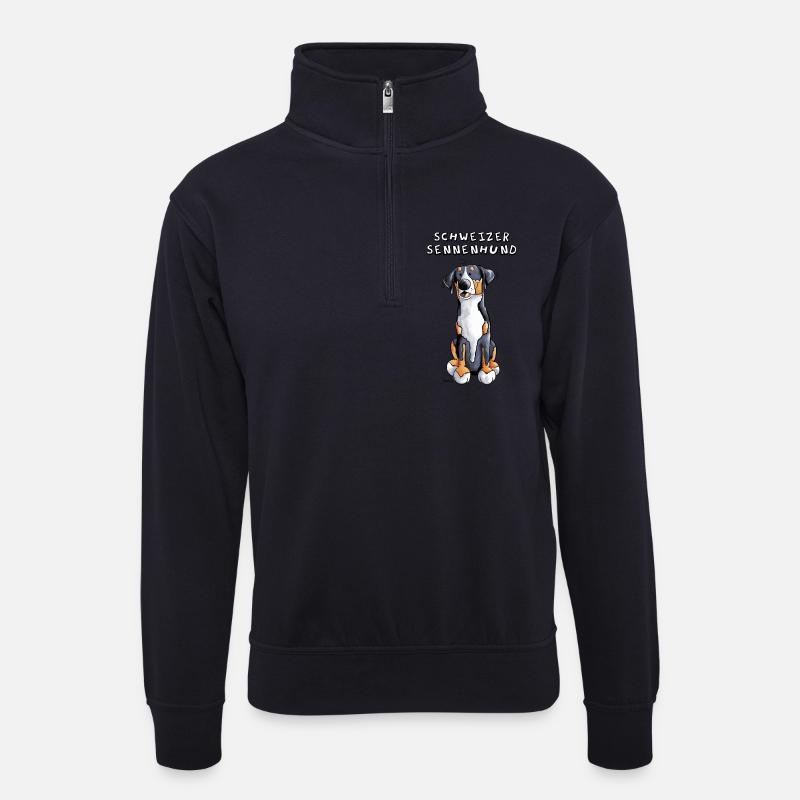 Schweizer Sennenhund - Unisex Pullover mit Zip-Kragen - Dunkelnavy