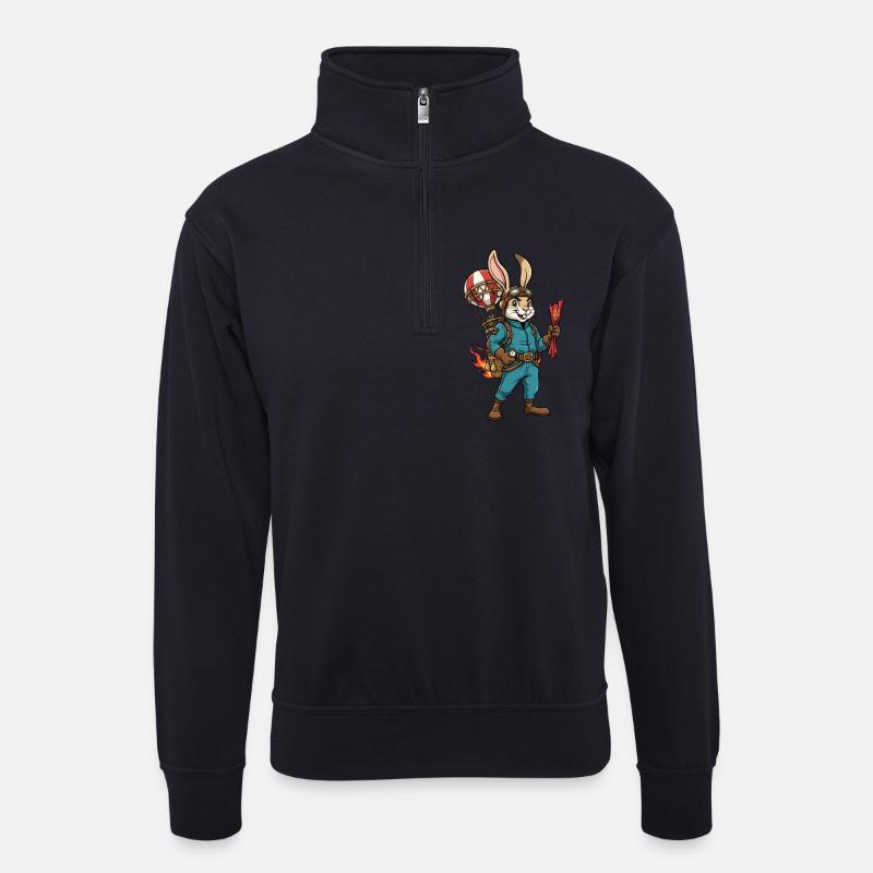 Rabbit Aviator Steampunk Heißluftballonflug - Unisex Pullover mit Zip-Kragen - Dunkelnavy