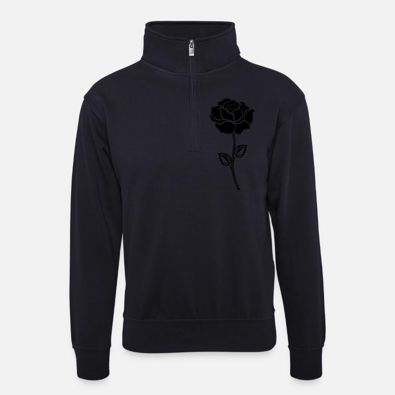 rose_black - Unisex Pullover mit Zip-Kragen - Dunkelnavy