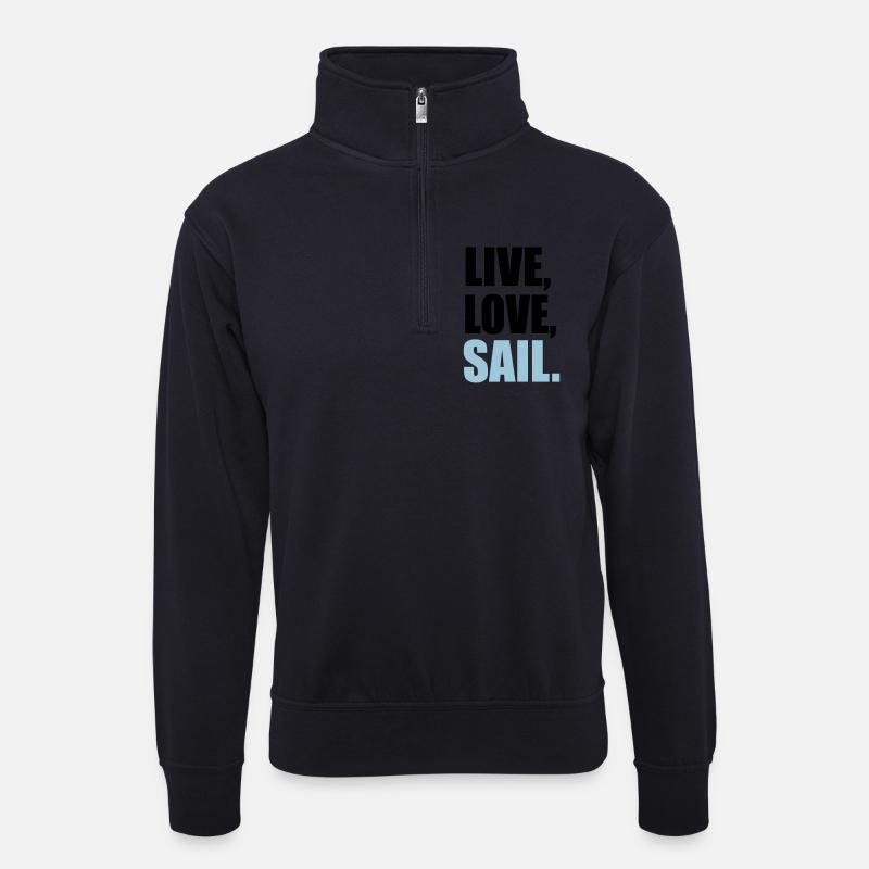 segeln - Unisex Pullover mit Zip-Kragen - Dunkelnavy