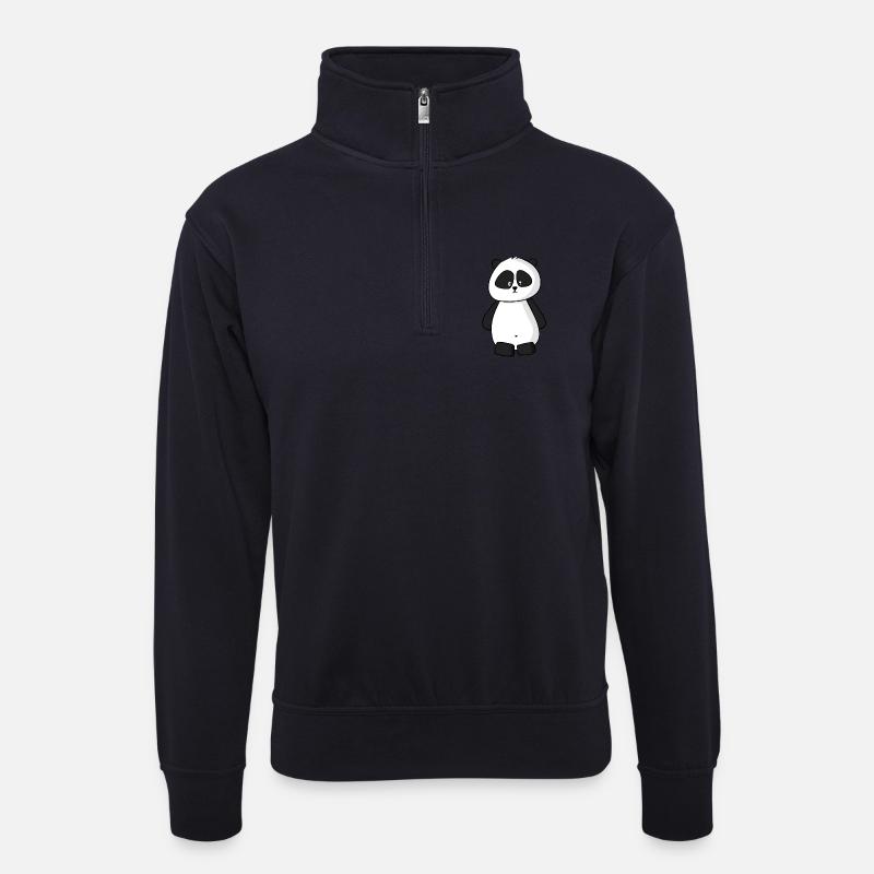 Panda - Unisex Pullover mit Zip-Kragen - Dunkelnavy