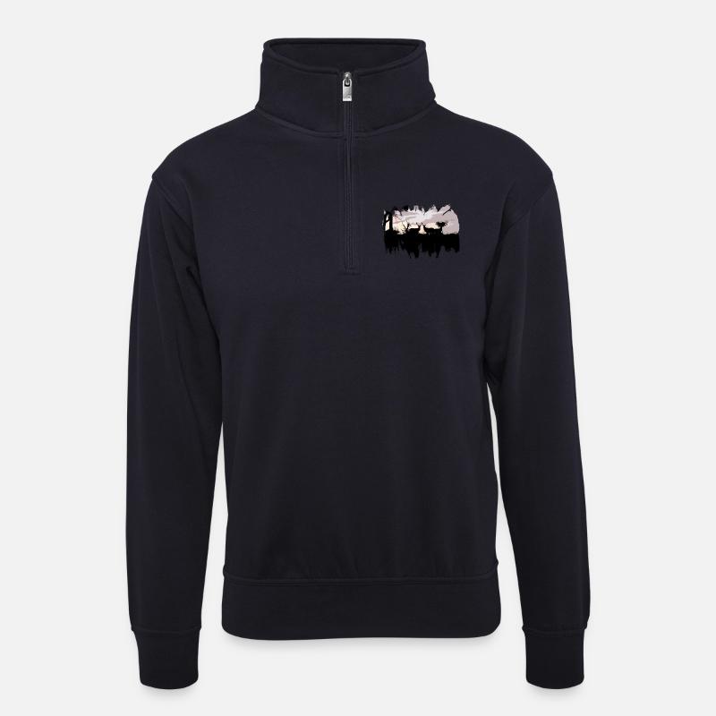 Hirschartigen im Ansatz - Unisex Pullover mit Zip-Kragen - Dunkelnavy