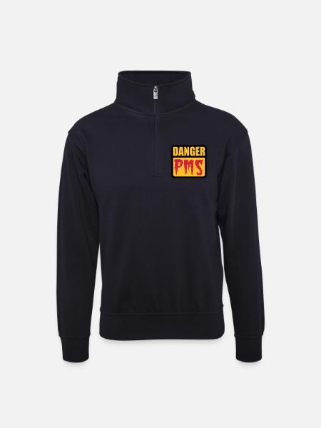 Danger PMS - Unisex Pullover mit Zip-Kragen - Dunkelnavy