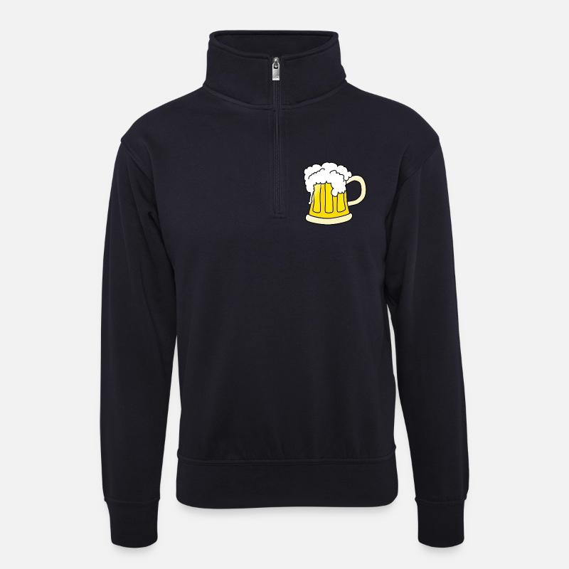 Bierkrug mit Schaum Illustration - Unisex Pullover mit Zip-Kragen - Dunkelnavy