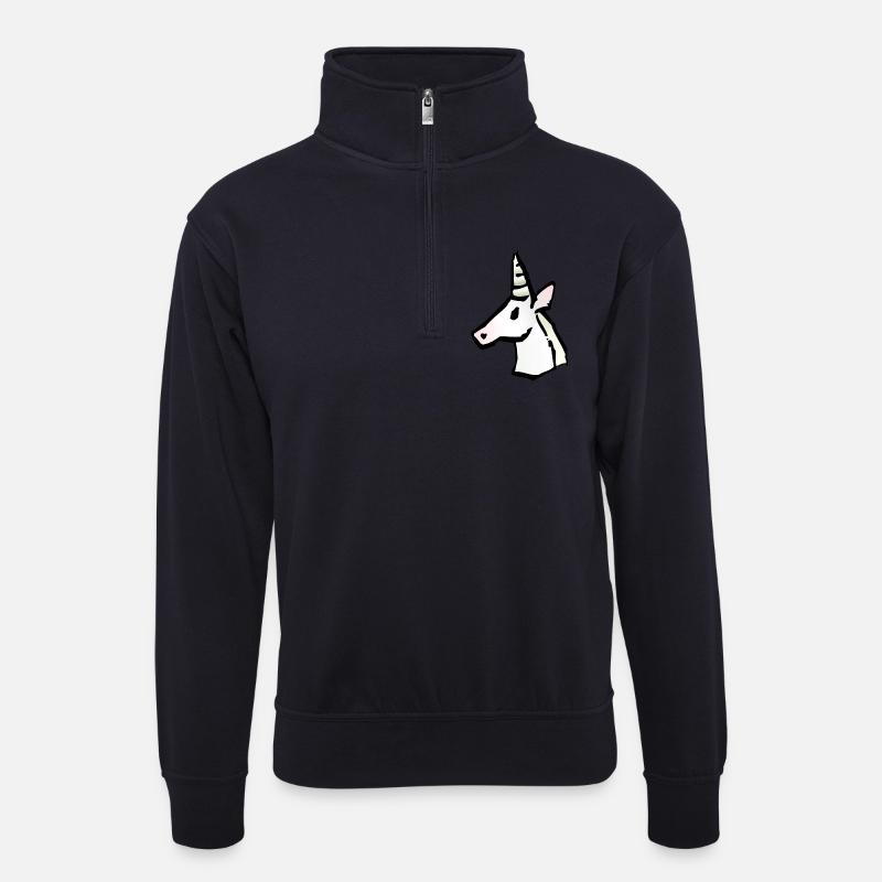 Einhorn - Unisex Pullover mit Zip-Kragen - Dunkelnavy