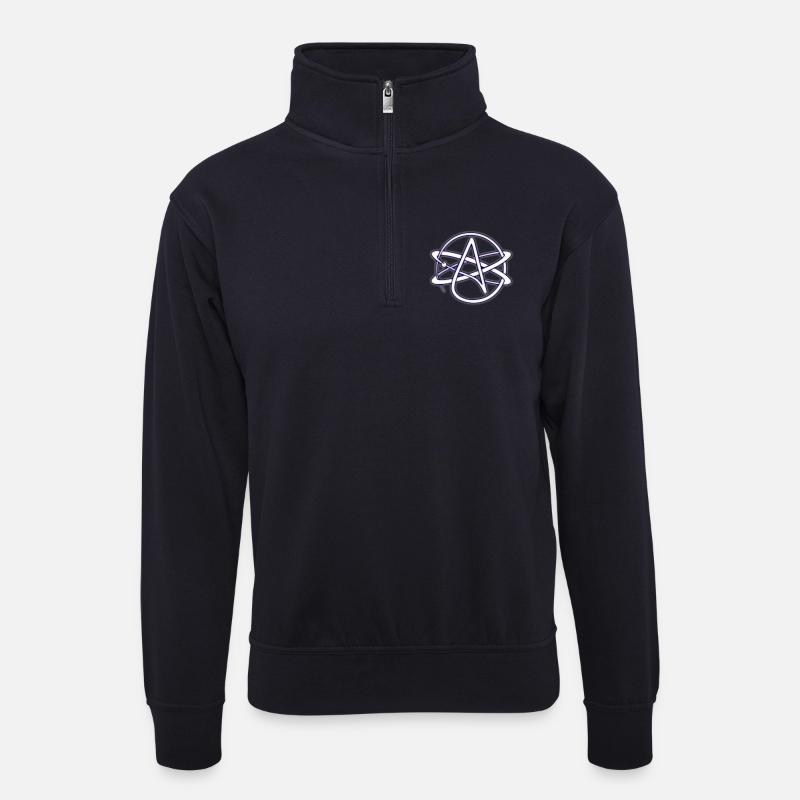 Atheist Symbol - Unisex Pullover mit Zip-Kragen - Dunkelnavy