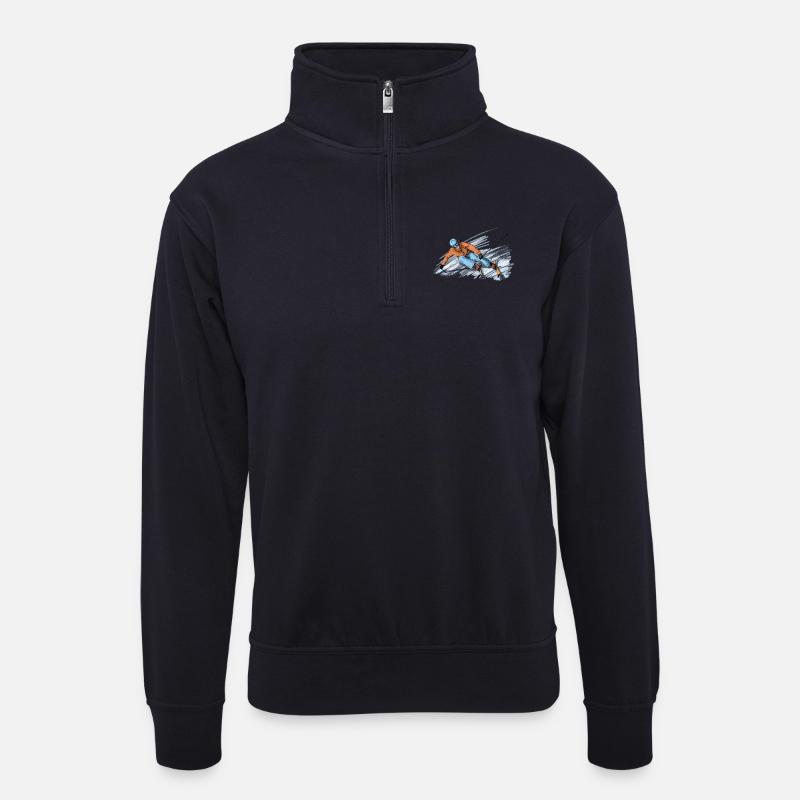 Skiing - Unisex Pullover mit Zip-Kragen - Dunkelnavy