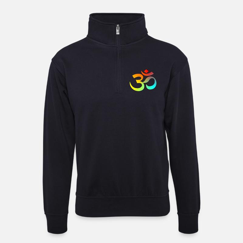 Chinesische Buchstaben - Unisex Pullover mit Zip-Kragen - Dunkelnavy