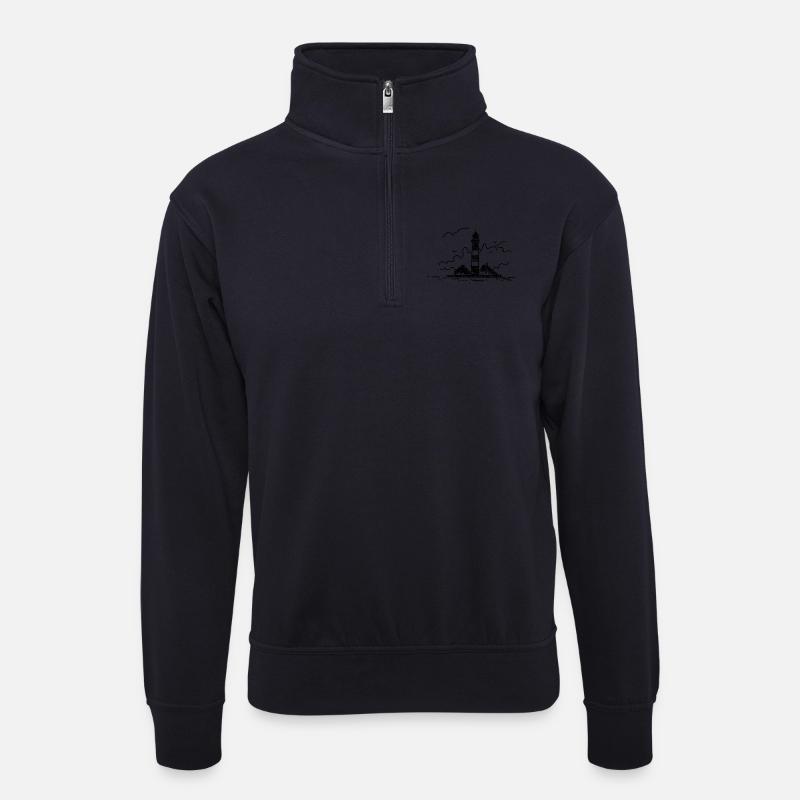 Leuchtturm Westerhever - Unisex Pullover mit Zip-Kragen - Dunkelnavy