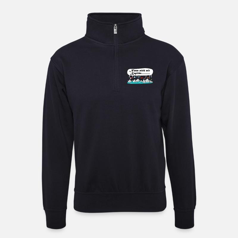 Nimm mich mit Kapitän Flottenwitz - Unisex Pullover mit Zip-Kragen - Dunkelnavy