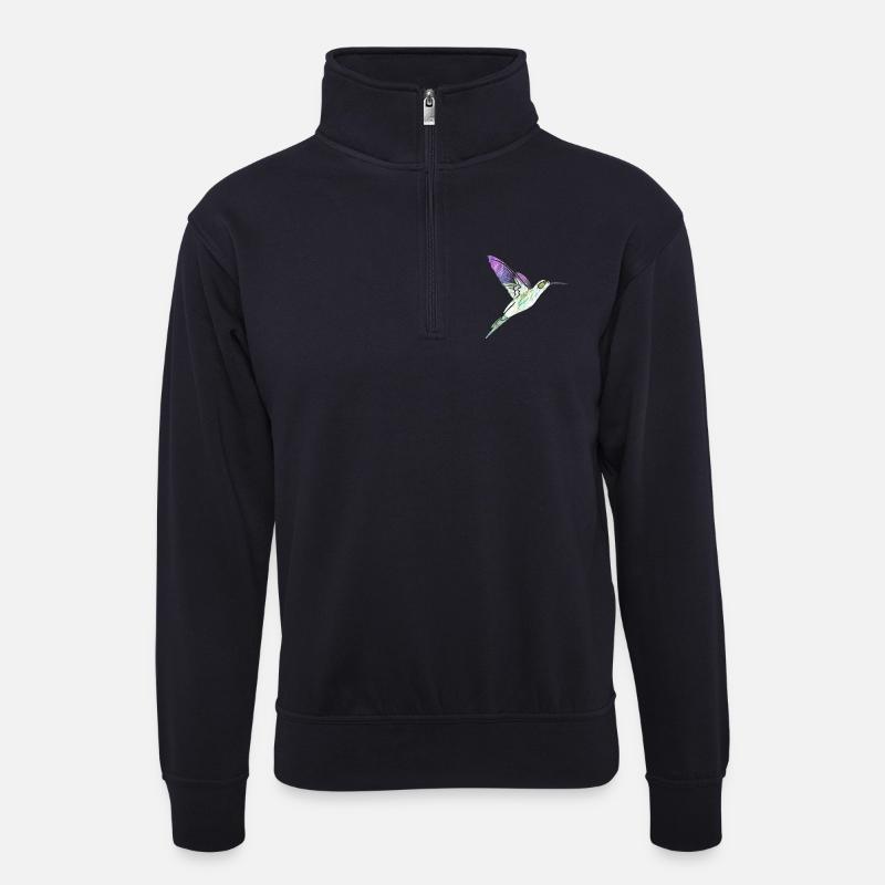 kolibri Effekt - Unisex Pullover mit Zip-Kragen - Dunkelnavy