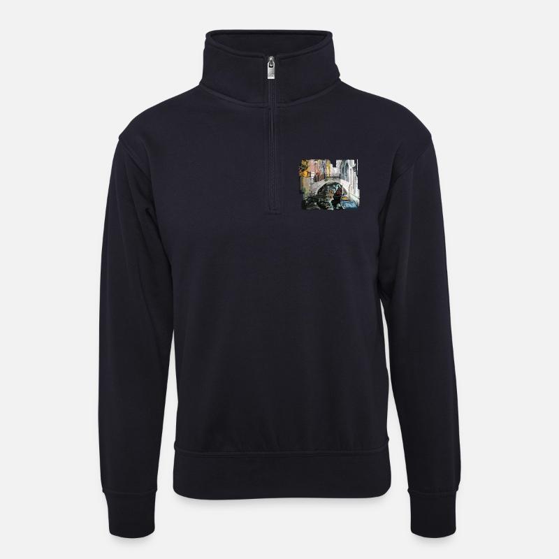 Venedig - Unisex Pullover mit Zip-Kragen - Dunkelnavy