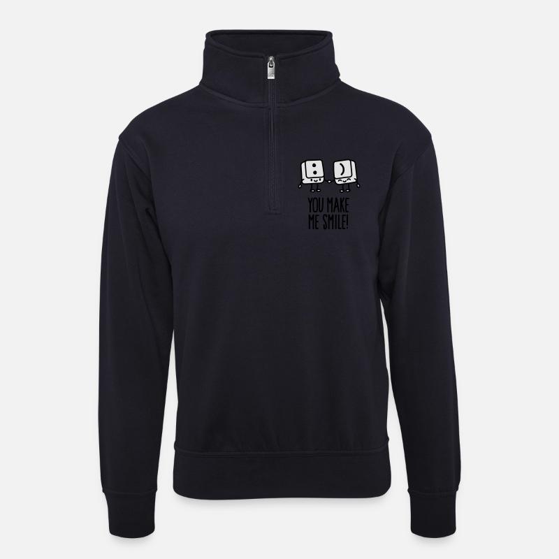 You make me smile - Unisex Pullover mit Zip-Kragen - Dunkelnavy
