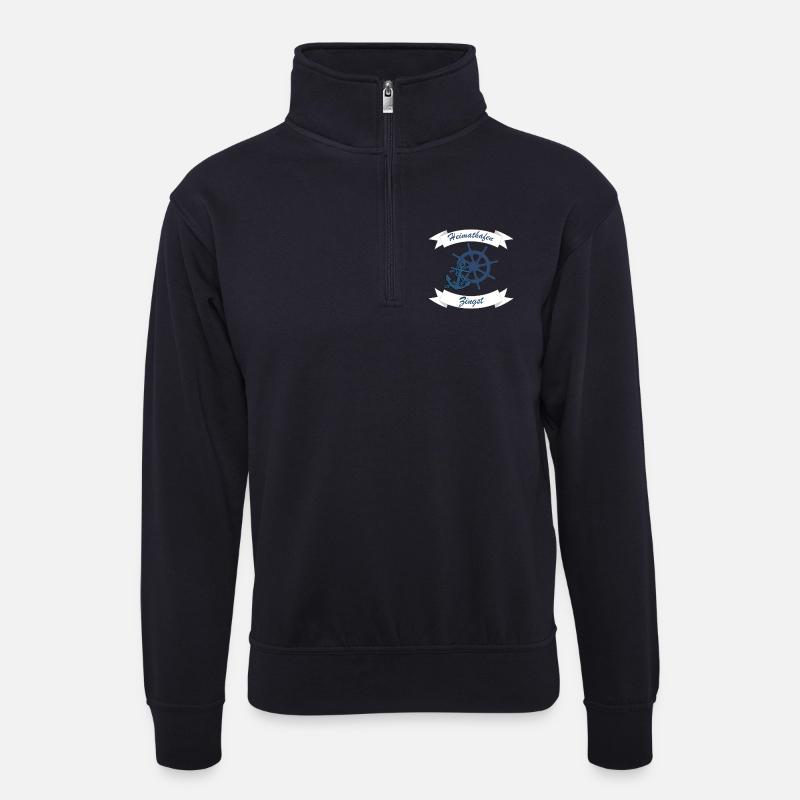 Heimathafen Zingst - Ostsee Darss Geschenk - Unisex Pullover mit Zip-Kragen - Dunkelnavy