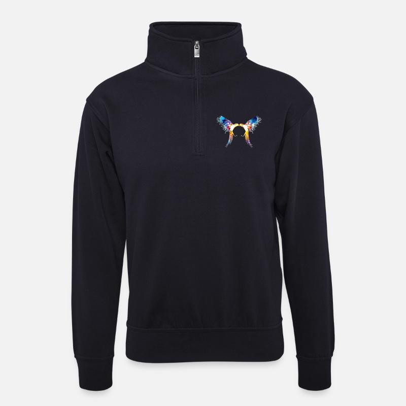 Papagei - Unisex Pullover mit Zip-Kragen - Dunkelnavy