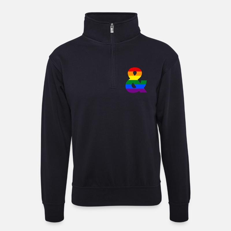 Regenbogen kaufmännisches Und-Zeichen - Unisex Pullover mit Zip-Kragen - Dunkelnavy