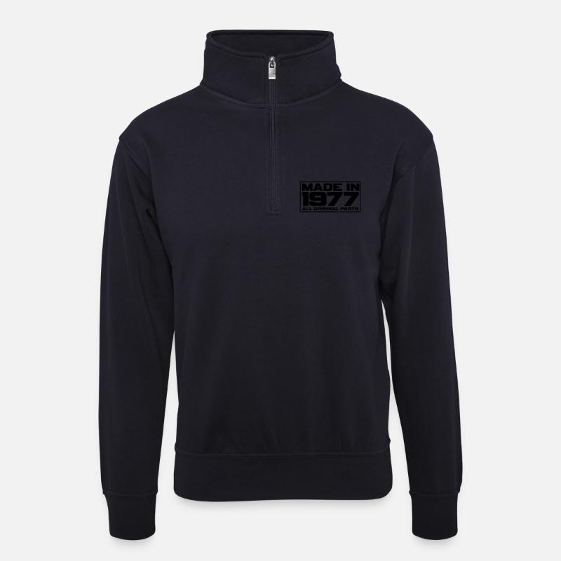 1977 - Unisex Pullover mit Zip-Kragen - Dunkelnavy