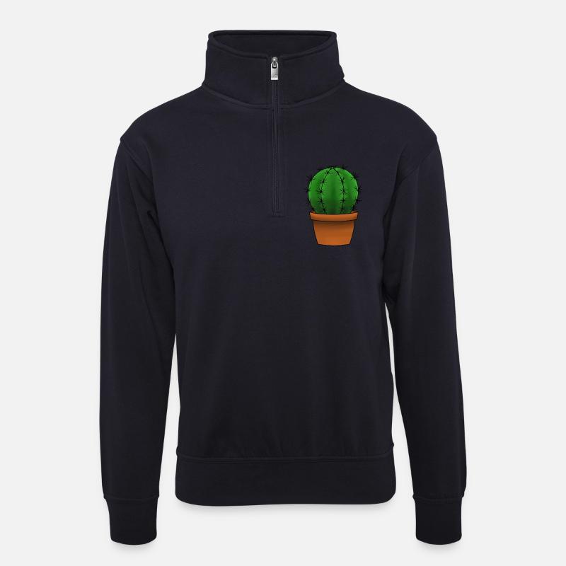 Cactus - Unisex Pullover mit Zip-Kragen - Dunkelnavy