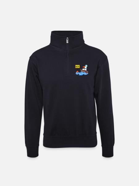 Moin Seemann Möwe Seemöwe Boot - Unisex Pullover mit Zip-Kragen - Dunkelnavy
