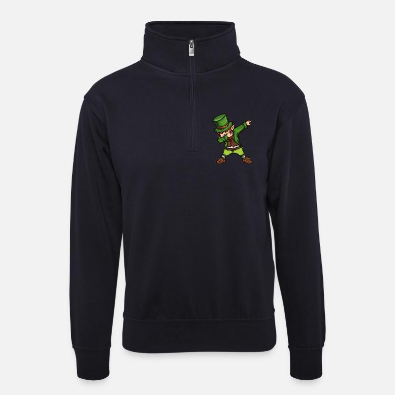 Dabbing Kobold - Unisex Pullover mit Zip-Kragen - Dunkelnavy