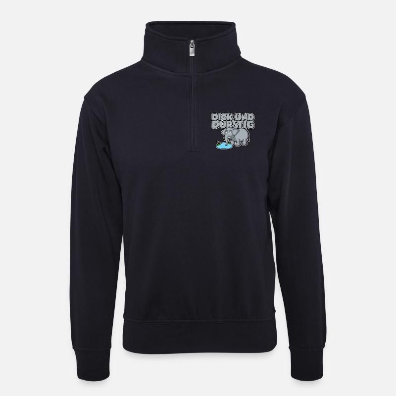 Dick und durstig - Unisex Pullover mit Zip-Kragen - Dunkelnavy