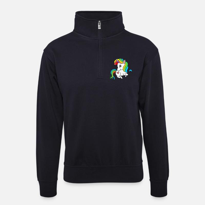 Einhorn Einhörner - Unisex Pullover mit Zip-Kragen - Dunkelnavy